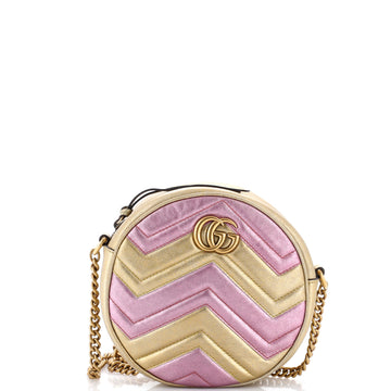Gucci GG Marmont Round Shoulder Bag Matelasse Leather Mini