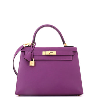 Hermes Kelly Handbag Anemone Epsom with Gold Hardware 28