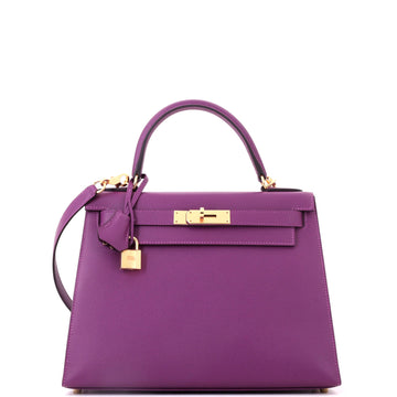 Hermes Kelly Handbag Anemone Epsom with Gold Hardware 28