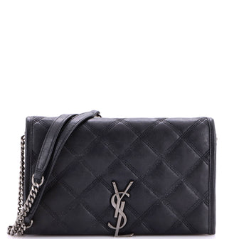Saint Laurent Becky Chain Wallet Quilted Leather