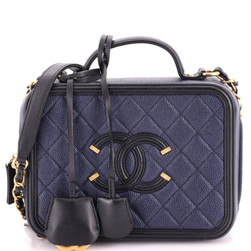 Chanel Filigree Vanity Case Quilted Caviar Medium