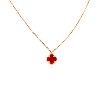 Van Cleef & Arpels Sweet Alhambra Pendant Necklace 18K Rose Gold and Carnelian