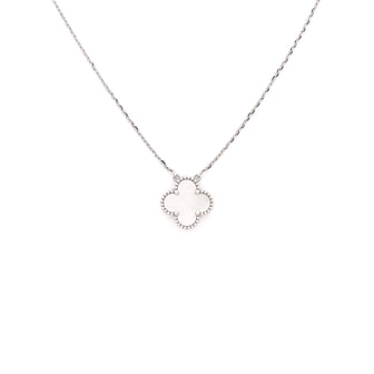 Van Cleef & Arpels Vintage Alhambra Pendant Necklace 18K White Gold and Mother of Pearl