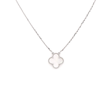 Van Cleef & Arpels Vintage Alhambra Pendant Necklace 18K White Gold and Mother of Pearl