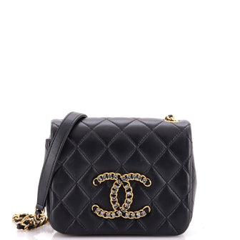 Chanel Crystal CC Full Flap Bag Quilted Lambskin Mini