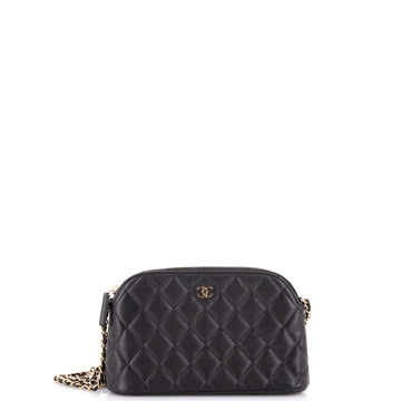Chanel CC Dome Zip Clutch with Chain Quilted Caviar Small