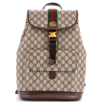 Gucci Ophidia Buckle Backpack GG Coated Canvas Small