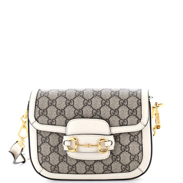 Gucci Horsebit 1955 Shoulder Bag GG Coated Canvas with Leather Mini