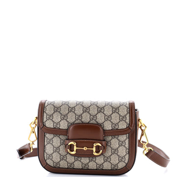 Gucci Horsebit 1955 Shoulder Bag GG Coated Canvas with Leather Mini