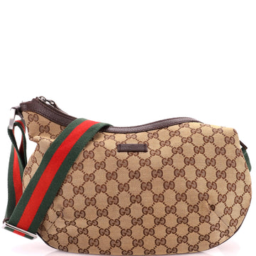 Gucci Saddle Zip Messenger Bag GG Canvas with Leather Medium