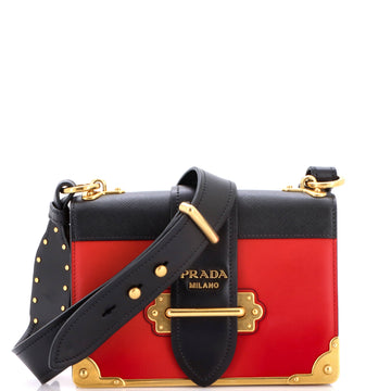 Prada Cahier Crossbody Bag Leather and Saffiano Leather Small