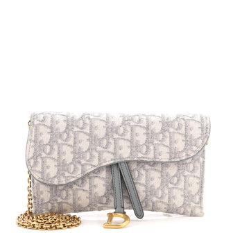 Christian Dior Saddle Chain Wallet Oblique Canvas