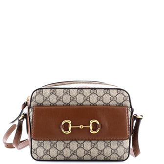 Gucci Horsebit 1955 Flap Pocket Camera Bag GG Coated Canvas and Leather Small