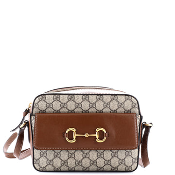 Gucci Horsebit 1955 Flap Pocket Camera Bag GG Coated Canvas and Leather Small