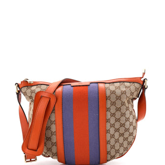 Gucci Vintage Web Saddle Messenger Bag GG Canvas Medium