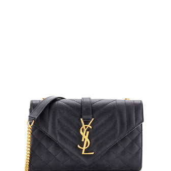 Saint Laurent Classic Monogram Envelope Satchel Mixed Matelasse Leather Small