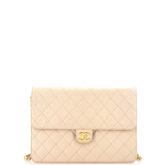 Chanel Vintage Clutch with Chain Quilted Leather Medium