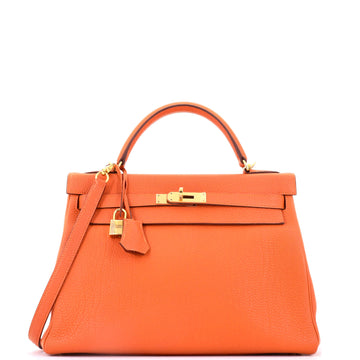 Hermes Kelly Handbag Orange H Togo with Gold Hardware 32