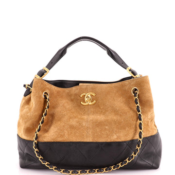Chanel Coco Base Shopping Bag Quilted Suede and Lambskin Small