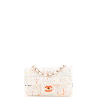 Chanel Classic Single Flap Bag Quilted Tweed and Sequins Mini