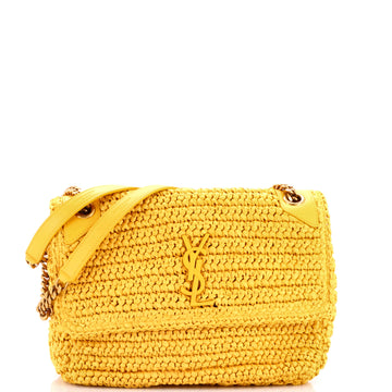 Saint Laurent Niki Chain Flap Bag Raffia Medium