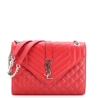 Saint Laurent Classic Monogram Envelope Satchel Mixed Matelasse Leather Medium