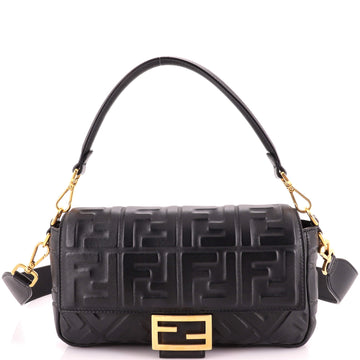 Fendi Baguette NM Bag Zucca Embossed Leather Medium