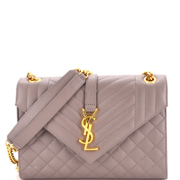Saint Laurent Classic Monogram Envelope Satchel Mixed Matelasse Leather Medium