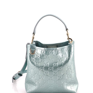 Gucci Emblem Bucket Bag GG Embossed Patent Small