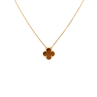 Van Cleef & Arpels Vintage Alhambra Pendant Necklace 18K Yellow Gold and Tiger Eye