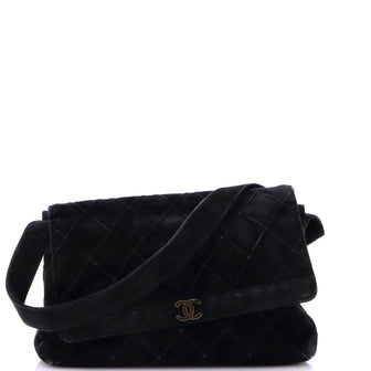 Chanel Vintage Flap Shoulder Bag Quilted Suede Medium