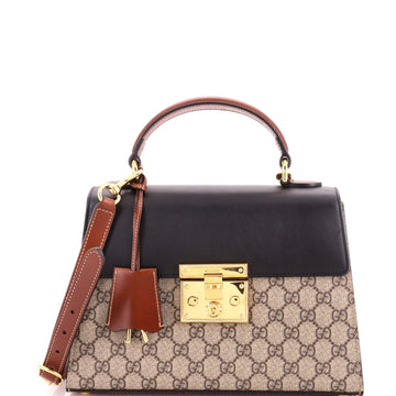 Gucci Padlock Top Handle Bag GG Coated Canvas and Leather Small