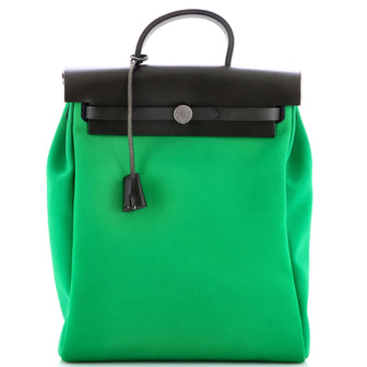 Hermes Herbag A Dos Zip Backpack Toile and Leather