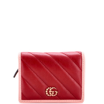 Gucci GG Marmont Flap Card Case Diagonal Quilted Leather