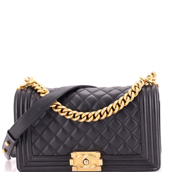 Chanel Boy Flap Bag Quilted Calfskin Old Medium