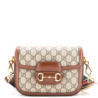 Gucci Horsebit 1955 Shoulder Bag GG Coated Canvas with Leather Mini