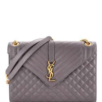 Saint Laurent Classic Monogram Envelope Satchel Mixed Matelasse Leather Large