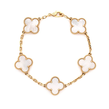 Van Cleef & Arpels Vintage Alhambra 5 Motifs Bracelet 18K Yellow Gold and Mother of Pearl