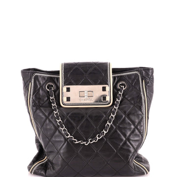 Chanel North South Mademoiselle Lock Tote Quilted Calfskin Small