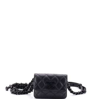Chanel My Everything Flap Card Holder Belt Bag Quilted Caviar