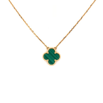 Van Cleef & Arpels Vintage Alhambra Pendant Necklace 18K Yellow Gold and Malachite