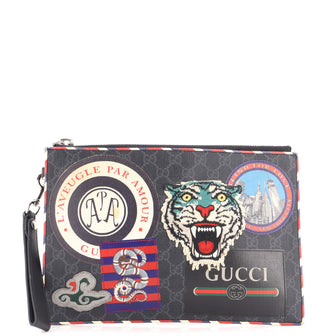 Gucci Night Courrier Pouch GG Coated Canvas with Applique