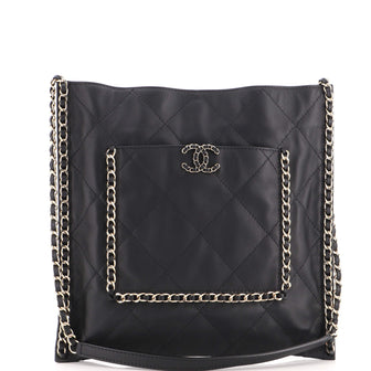 Chanel Flat Shopping Bag Quilted Calfskin Medium