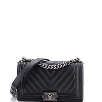Chanel Boy Flap Bag Chevron Calfskin Old Medium