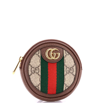 Gucci Ophidia Round Coin Purse with Strap GG Coated Canvas