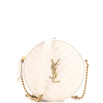 Saint Laurent Vinyle Round Camera Bag Matelasse Chevron Leather