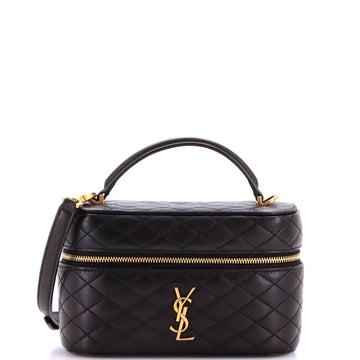 Saint Laurent Gaby Zip Around Vanity Bag Quilted Leather Mini
