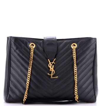 Saint Laurent Classic Monogram Shopper Matelasse Chevron Leather Large