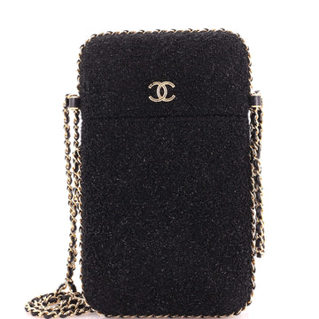 Chanel Chain Around Phone Holder Crossbody Bag Tweed and Ribbon