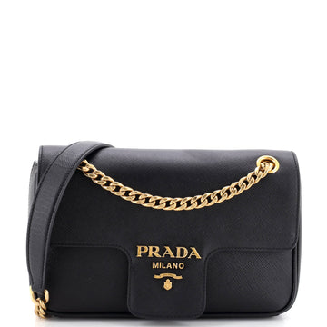 Prada Pattina Flap Shoulder Bag Saffiano Leather Small